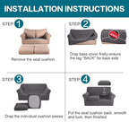 Turquoize 3 Piece Sofa Covers for 2 Cushion Couch Sofa Slipcover Soft Couch Cover for Dogs-Washable Sofa Furniture Covers with 2 Individual Cushion Covers, Thick Jacquard Fabric (Loveseat, Gray)