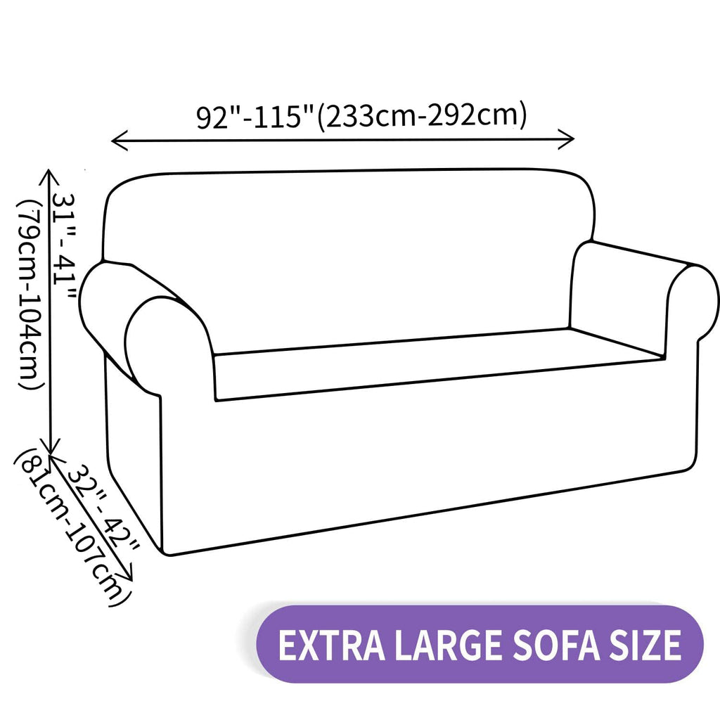 ZNSAYOTX Oversized Super Stretch Couch Cover (92"-115"), New Striped Sofa Covers Comfortable & Durable, Dog Cat Pets Friendly Extra Large Spandex Sofa Slipcovers (Beige, XL Sofa)