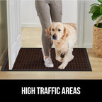 GORILLA GRIP 100% Waterproof All-Season WeatherMAX Doormat, 34x58, US Designed Natural Rubber, Stain and Fade Resistant, Low Profile Indoor Outdoor Door Mats, Easy Clean Patio Mat, Coffee Squares