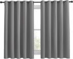 NICETOWN Silver Grey Blackout Curtain Panels for Bedroom, Thermal Insulated Grommet Top Blackout Draperies and Drapes for Basement (2 Panels, W70 x L63-inch, Silver Grey)