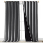 NICETOWN Total Shade Curtains and Draperies, Heavy-Duty Full Light Shading Drapes with Black Liner Backing for Villa/Hall/Dorm Window（Gray, Package of 2 Panels, 70 inches Wide x 95 inches Long