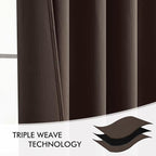 MIULEE Chocolate Brown Back Tab Blackout Curtains 108 Inch Long 2 Panels Set for Bedroom, Rod Pocket/Pinch Pleat Extra Long Thermal Insulated Living Room Darkening Pleated Light Blocking Drapes