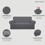 Easy-Going Stretch Oversized Loveseat Slipcover 1-Piece Sofa Cover Furniture Protector Couch Soft with Elastic Bottom for Kids Polyester Spandex Jacquard Fabric Small Checks Grey