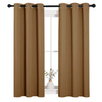 NICETOWN Sleek Blackout Curtains 54 inches Length for Small Windows, Noise Reducing and Block Draft Panels for Door Doorway Laundry Office Luxury Decor Theme (2 Panels, Gold Brown, W34 x L54 -Inch)