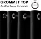 MIULEE Black Blackout Bedroom Curtains Drapes 96 Inch Long 52"x96"