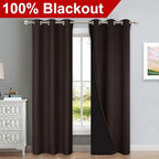 NICETOWN Blackout Curtains 80 inches Long, 2 Pieces, 42" Wide Each Panel, Brown, Full Light Blocking Drapes with Black Liner for Nursery, Thermal Insulated Draperies for Hall, Villa