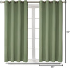BGment Room Darkening Curtains 45 Inches Long - Grommet Thermal Insulated Drapes Window Treatment Curtains for Bedroom, 2 Panels, 52 x 45 Inch, Grass Green