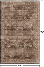 Hazo Haus Taupe Brown 5x8 Rug for Living Room - Vintage Traditional Dark Neutral Geometric, Washable Foldable Non-Slip Area Rugs for Dining Under Table, Home Office, Guest Room