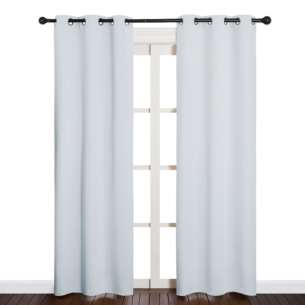 NICETOWN Room Darkening Curtain Panels for Bedroom, Easy-Care Solid Thermal Insulated Room Darkening Draperies/Drapes (Greyish White, 2 Panels, 34 by 84)