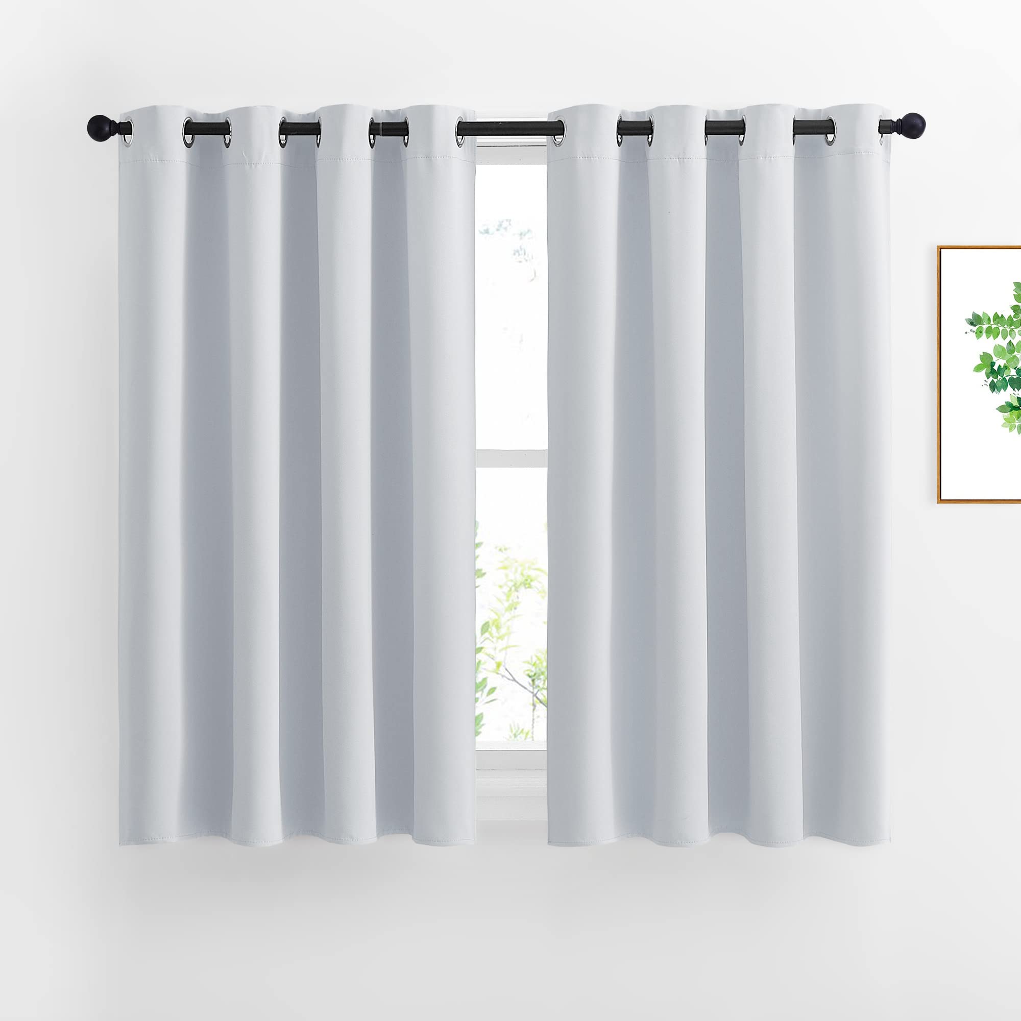 NICETOWN Room Darkening Curtains for Living Room - Window Treatment Thermal Insulated Grommet Darkening Panels/Drapes for Bedroom (Light Grey=Greyish White, 2 Panels, 52 by 45)