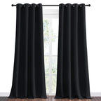 NICETOWN Halloween Patio Blackout Curtain Shades - Summer Home Decoration Thermal Insulated Grommet Blackout Draperies/Drapes for Kitchen (2 Panels, 55 inches x 90 inches, Black)