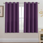H.VERSAILTEX Blackout Curtain for Living Room Small Window Kitchen Blackout Curtains 45 inch Length Energy Saving Solid Grommet Blackout Drape, One Panel, Plum Purple, 52" W x 45" L