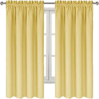DWCN Blackout Curtains for Bedroom – Rod Pocket Thermal Insulated Noise Reducing Noise Reducing Drapes for Living Room, W 42 x L 63 Inch, 2 Panels, Light Yellow