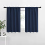 NICETOWN RV Blackout Curtains for Camper Windows, Kitchen Curtains, Short Blackout Curtains & Drapes, Thermal Insulated Rod Pocket Window Treatment Draperies for Nursery (Navy, 34" x 30", Set of 2)
