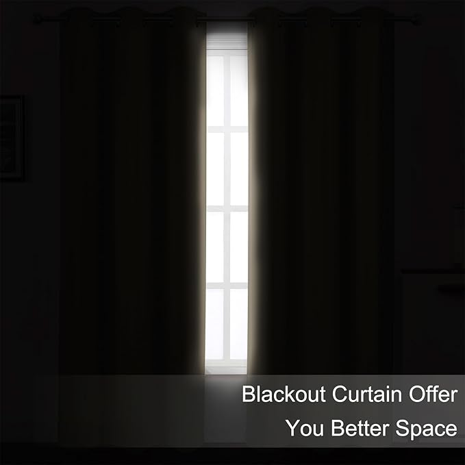 LEMOMO Blackout Curtains 66 x 95 inch/Khaki Curtains Set of 2 Panels/Thermal Insulated Room Darkening Bedroom Curtains