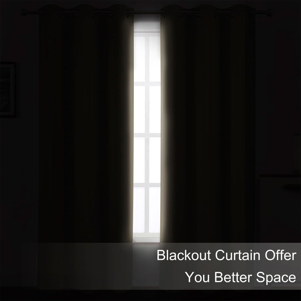 LEMOMO Blackout Curtains 52 x 84 inches Long Khaki Curtains Set of 2 Panels Thermal Insulated Room Darkening Curtains for Bedroom