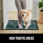 GORILLA GRIP 100% Waterproof All-Season WeatherMAX Doormat, US Designed Natural Rubber, Stain and Fade Resistant, Low Profile Indoor Outdoor Door Mats, Easy Clean Patio Mat, 29x17, Green Snowscape