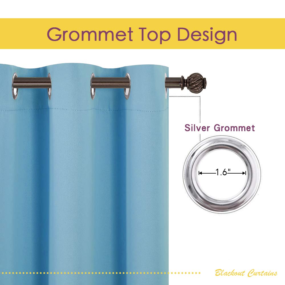 NICETOWN Blackout Curtains for Bedroom, Teal Blue, 42 W by 80 L, Set of 2, Thermal Insulated Curtains & Drapes with Grommet Top for Living Room, Privacy Window Treatment Draperies