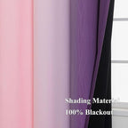 Pink and Purple Ombre Blackout Curtains for Girls Bedroom 54 Inches Long