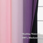 Pink and Purple Ombre Blackout Curtains for Girls Bedroom 102 Inches Long