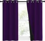 NICETOWN 100% Blackout Curtains with Black Liner Backing, Thermal Insulated Curtains for Living Room, Noise Reducing Drapes, Royal Purple, 37" Wide x 50" Long Per Panel, Set of 2 Panels