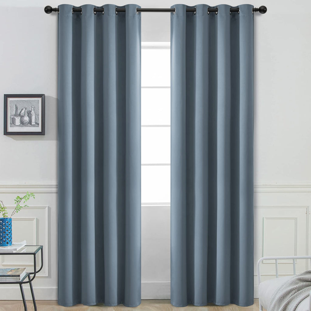 Yakamok Room Darkening Curtains 52x90 inch Length Stone Blue-Living Room
