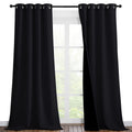 NICETOWN High-End Thermal Curtains, Full Blackout Curtains 90 Inches Long for Dining Room, Soundproof Window Treatment Drapes for Hall Room, Black, 46" Wide Per Panel, Set of 2 Panels