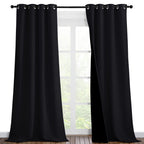 NICETOWN High-End Thermal Curtains, Full Blackout Curtains 90 Inches Long for Dining Room, Soundproof Window Treatment Drapes for Hall Room, Black, 46" Wide Per Panel, Set of 2 Panels