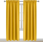 DWCN Blackout Curtains Room Darkening Thermal Insulated Bedroom Curtains Window Curtain Panels, 52 x 84 inches Long, Set of 2 Yellow Rod Pocket Drapes