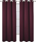 LEMOMO Burgundy Red Thermal Blackout Curtains/42 x 95 Inch/Set of 2 Panels Room Darkening Curtains for Bedroom