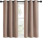 NICETOWN Blackout Window Curtains and Drapes for Kitchen, Window Treatment Thermal Insulated Solid Grommet Blackout Drapery Panels (Set of 2, 34 by 48 inches, Cappuccino)