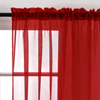 SpaceDresser Sheer Voile Window Treatment Rod Pocket Curtain Panels for Kitchen Bedroom Living Room Drapes Sunlight Filtering Privacy Semi Home Decor Assorted Colors Sizes (Christmas Red, 52 W x 90 L)