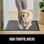 GORILLA GRIP 100% Waterproof All-Season WeatherMAX Doormat, 47x35, Durable Natural Rubber, Stain and Fade Resistant, Low Profile, Indoor Outdoor Door Mats, Easy Clean Patio Entrance Mat, Steel Chevron