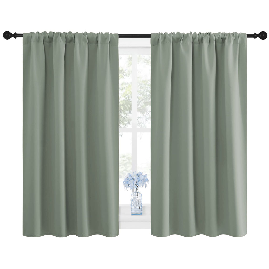 NICETOWN Window Curtains Blackout Drapes - Thermal Insulated Solid Rod Pocket Blackout Curtains/Draperies for Living Room (Sage Green, 1 Pair, 42 by 48-Inch)