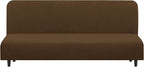 U-NICE HOME Stretch Futon Cover Armless Bed Slipcover - Soft Jacquard Fabric Washable for Pet Friendly, Brown