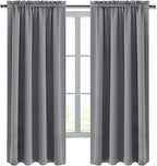 DWCN Blackout Window Curtain Panels, Light Blocking, Thermal Insulated, Energy Saving, Noise Reducing, Rod Pocket Top, Set of 2 (Width 42 Inch x Length 63 Inch, Grey)