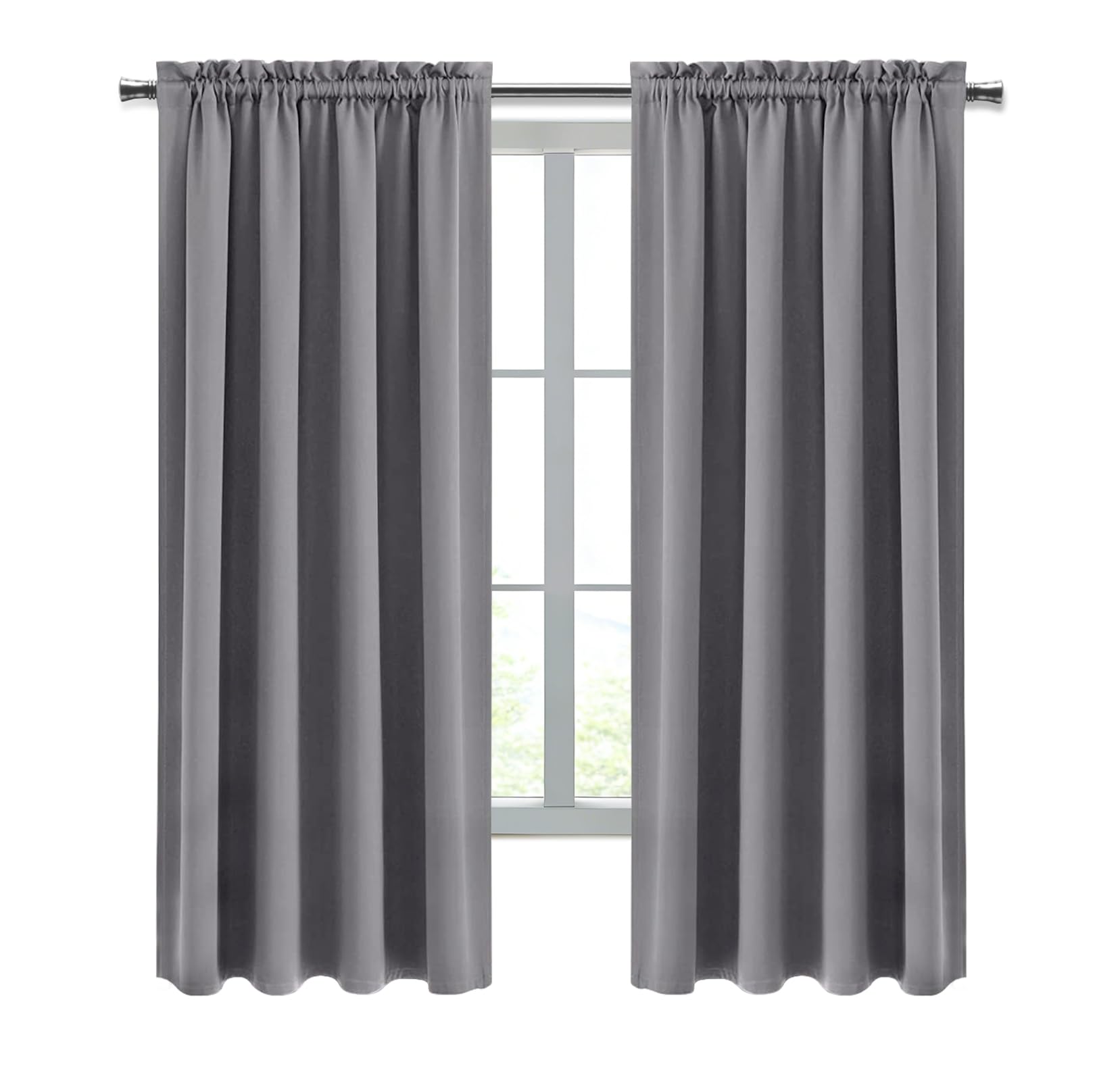 DWCN Blackout Curtains for Bedroom Living Room 42 x 63 Inch Long Grey