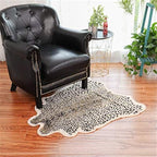 Leopard Print Rug,Faux Cowhide,Artificial Carpet,Simulation Cowhide, Leopard, Tiger, Zebra, Cow Hide Mat Animal Print Area Rug Hide Faux Carpet (A) / 40x37inch,3.3x3.1ft