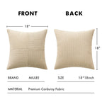 MIULEE Natural Beige Decorative Throw Pillow Covers for Couch 18x18 Inch