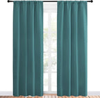 NICETOWN Blackout Curtain for Kitchen Window - Function Thermal Insulated Blackout Panels for Bedroom - 1 Pair, Sea Teal - Rod Pocket Style - 42 by 84 inches