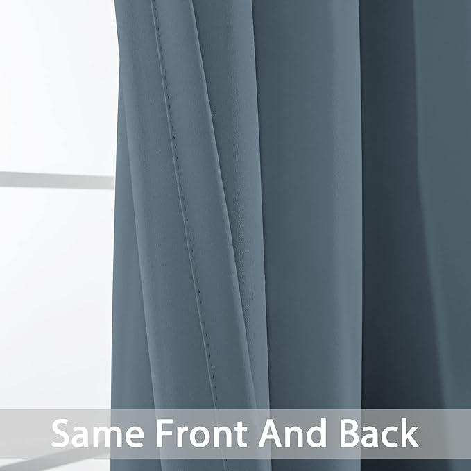 Yakamok Room Darkening Curtains 52x96 inch Length Stone Blue-Living Room