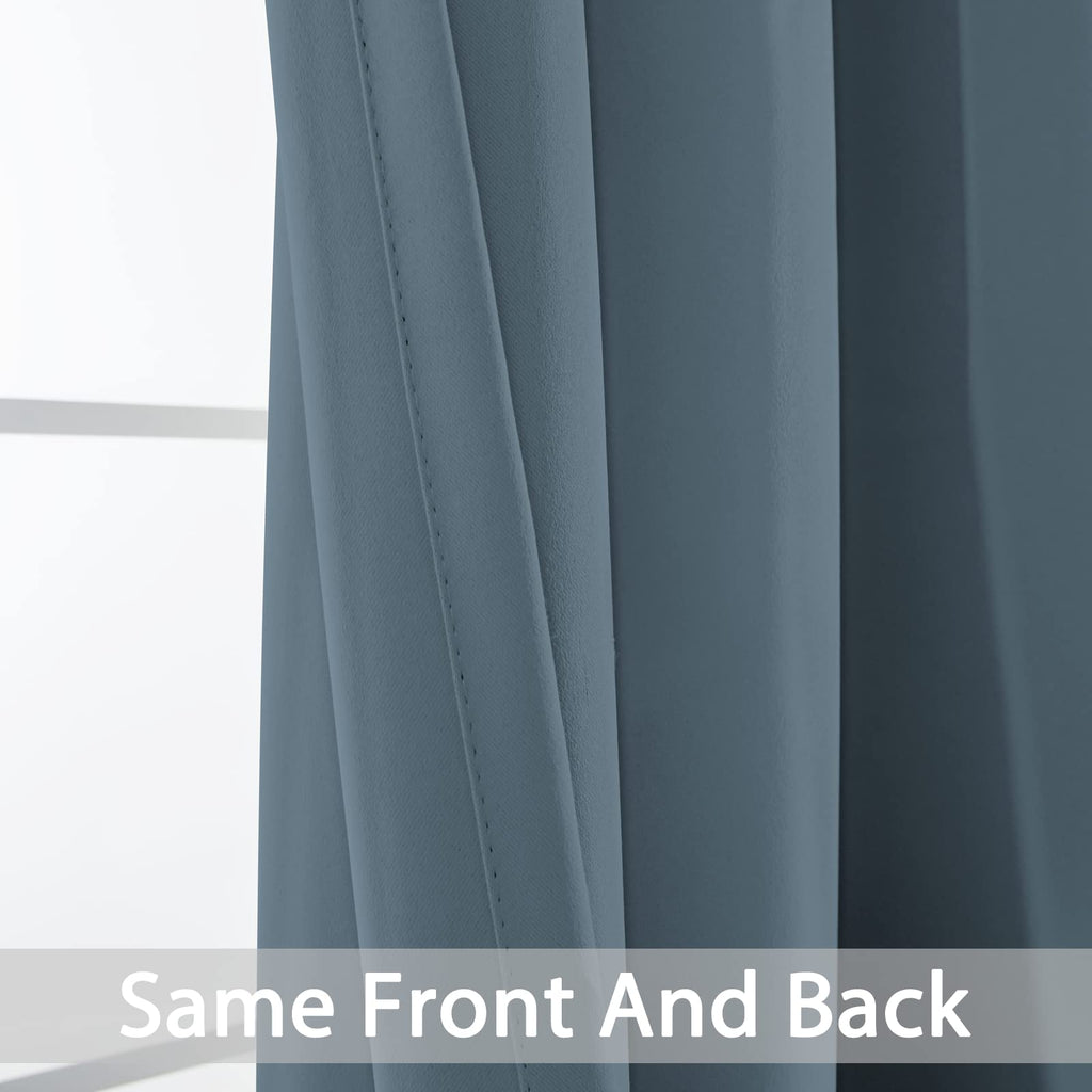 Yakamok Room Darkening Curtains 52x90 inch Length Stone Blue-Living Room