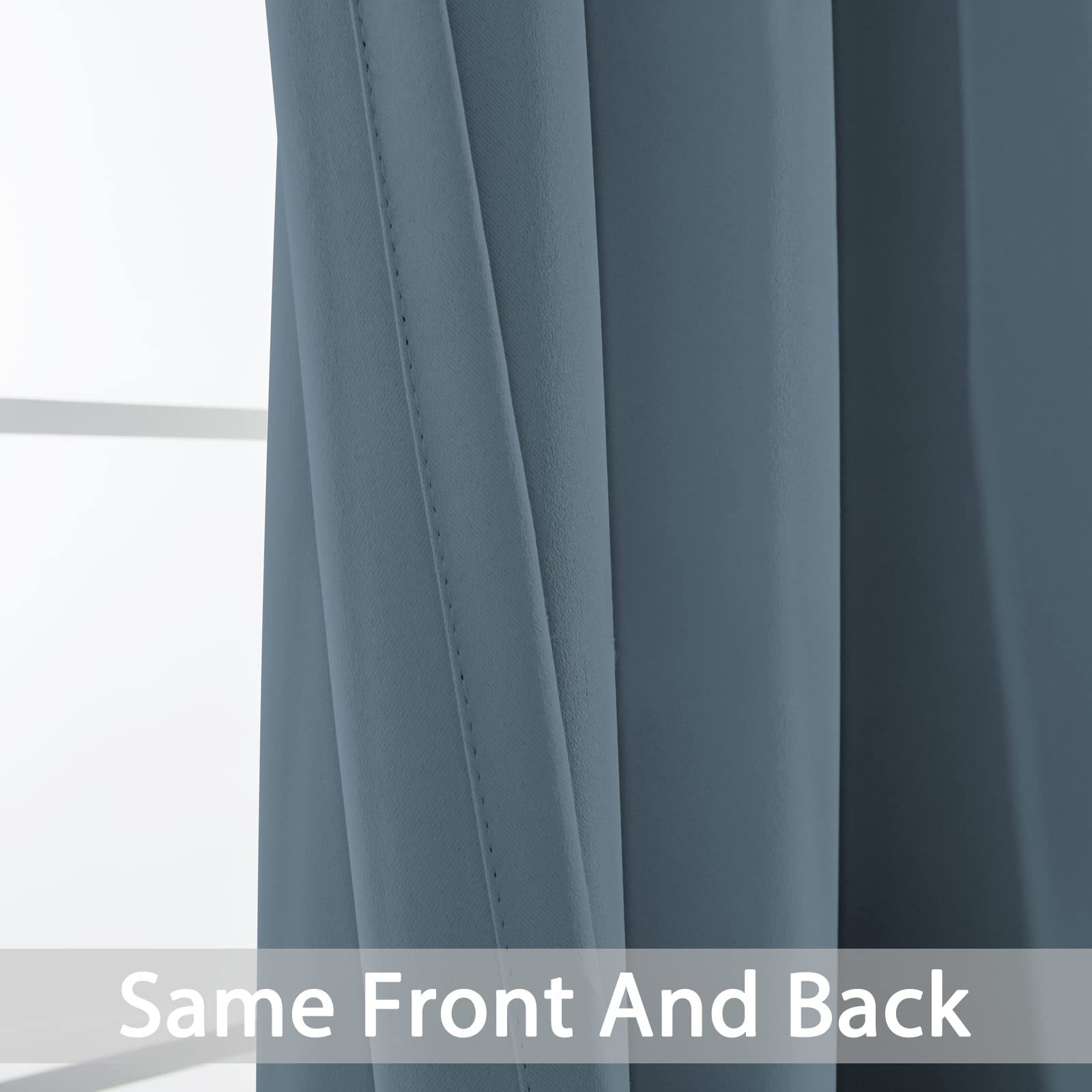 Yakamok Room Darkening Curtains 52x90 inch Length Stone Blue-Living Room