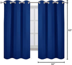 LEMOMO Blackout Curtains 42 x 63 inch/Royal Blue Curtains Set of 2 Panels/Thermal Insulated Room Darkening Bedroom Curtains