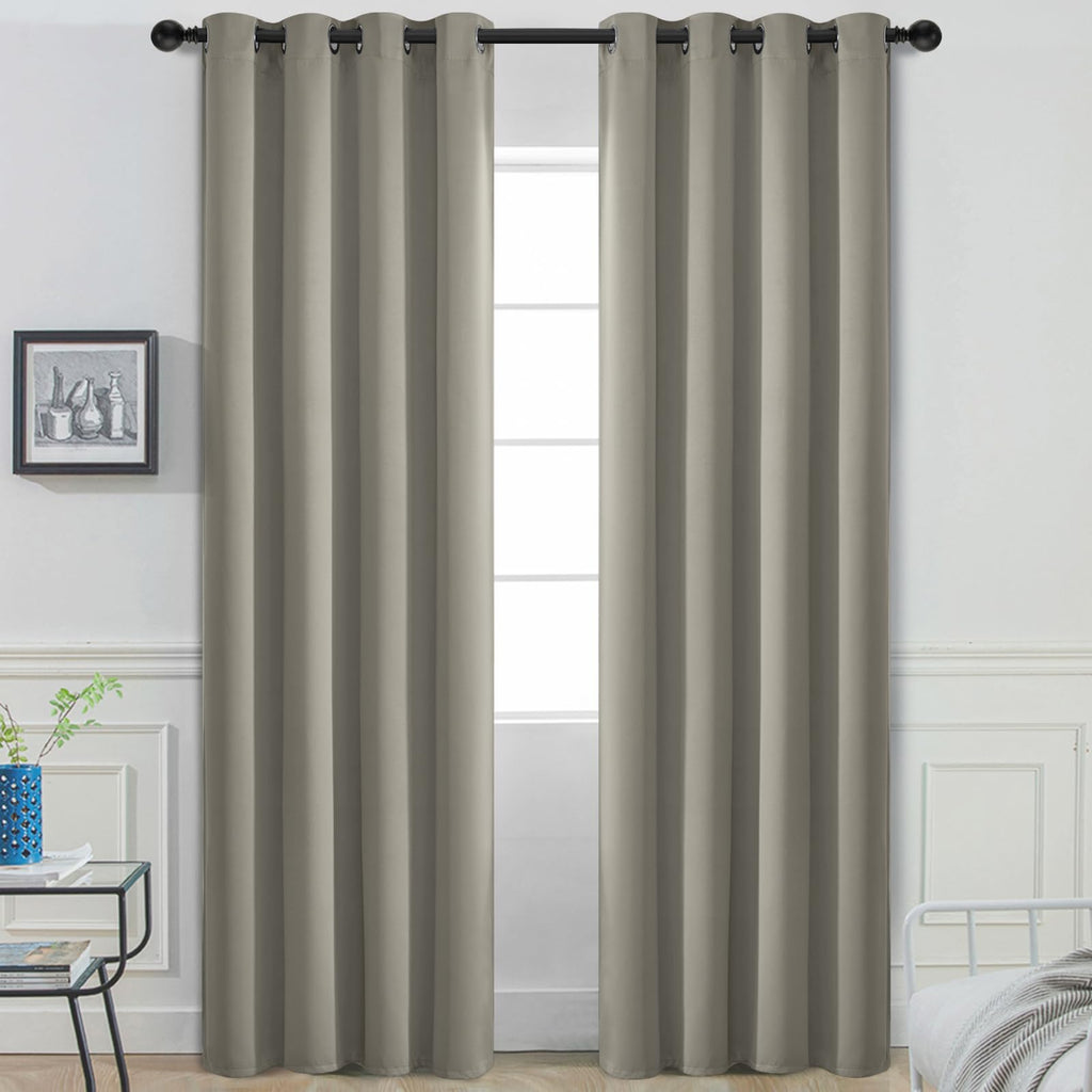 Yakamok Room Darkening Curtains 52x84 inch Length Taupe-Living Room