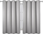 LEMOMO Blackout Curtains 52 x 45 inch/Light Grey Curtains Set of 2 Panels/Thermal Insulated Room Darkening Bedroom Curtains