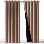 NICETOWN Warm Curtains for Winter, 100% Blackout Curtains Thermal, Noise Reduction and Privacy Curtains for Patio Door, Black Lined Blackout Drapes with Grommets, Cappuccino, 1 Pair, W70 x L84