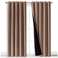 NICETOWN Warm Curtains for Winter, 100% Blackout Curtains Thermal, Noise Reduction and Privacy Curtains for Patio Door, Black Lined Blackout Drapes with Grommets, Cappuccino, 1 Pair, W70 x L84