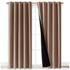 NICETOWN Warm Curtains for Winter, 100% Blackout Curtains Thermal, Noise Reduction and Privacy Curtains for Patio Door, Black Lined Blackout Drapes with Grommets, Cappuccino, 1 Pair, W70 x L84