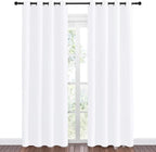 NICETOWN Window Curtains 86 inches Long - (Pure White) 55 by 86 inches, 1 Pair, 50% Light Blocking Grommet Drapes/Draperies for Living Room